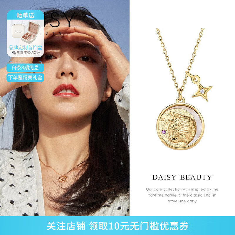 DAISY BEAUTY 硬币项链女银锁骨链小众轻奢颈链 月亮女神项链 ￥119