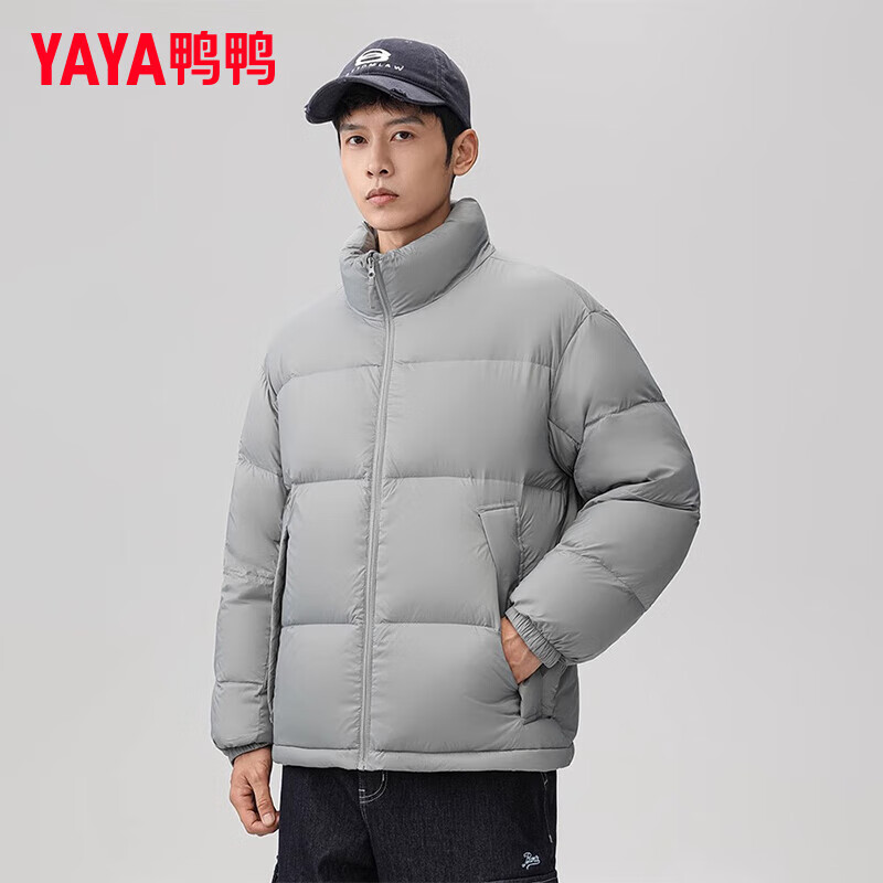 鸭鸭（YAYA）羽绒服男士短款2024冬季新款时尚宽松轻薄保暖休闲面包服外套HP 水晶灰色 190/104A(XXXL) 149元（需领券）