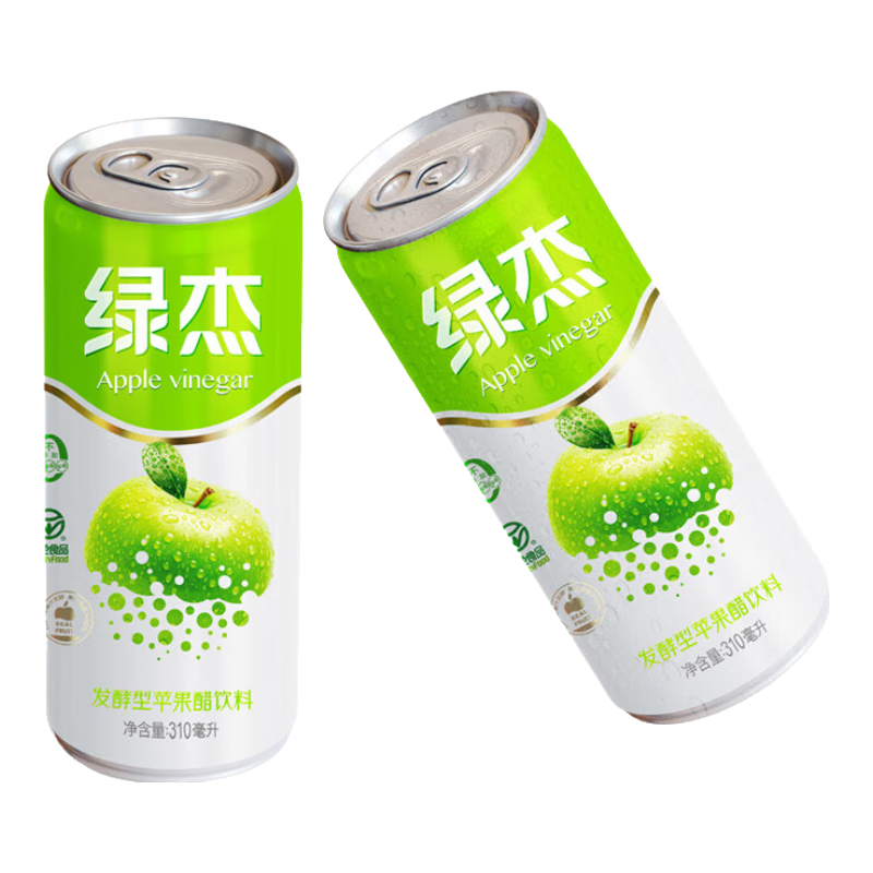 京东百亿补贴、plus会员立减:绿杰绿杰鲜汁发酵型苹果醋饮料310ml*15瓶易拉罐装不含汽饮料0蔗糖 56.91元