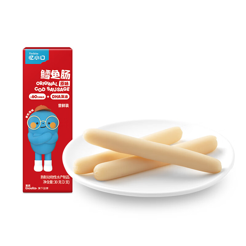 Enoulite 英氏 忆小口儿童零食鳕鱼肠原味尝鲜装30g 6.9元