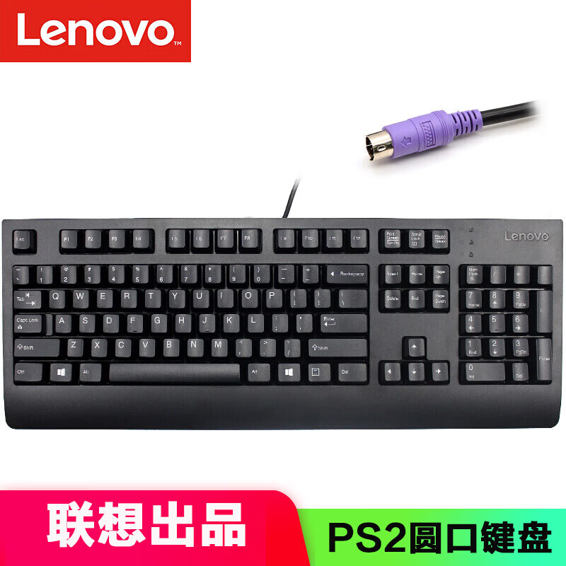 限移动端、京东百亿补贴：Lenovo 联想 台式电脑PS2圆孔 有线键盘/键盘鼠标套装 家用办公游戏通用 PS2圆口 53.77元