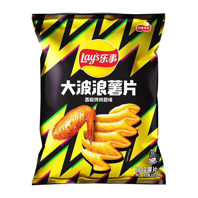 Plus会员：Lays 乐事 大波浪 马铃薯片 香脆烤鸡翅味 135g*12件 80.76元（合6.73元/件）