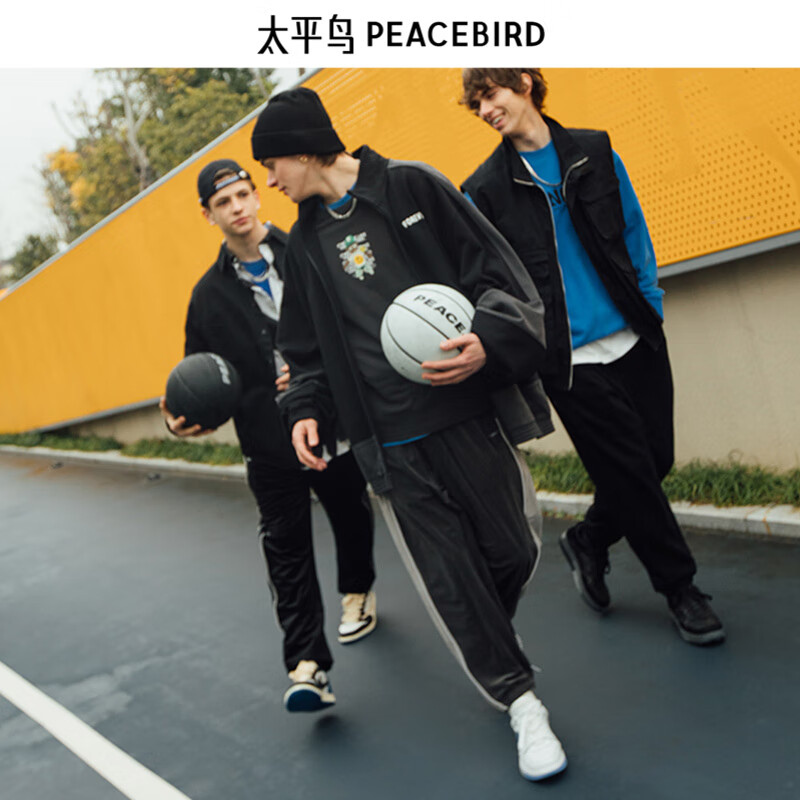 PEACEBIRD 太平鸟 男装 卫衣男潮流休闲男女同款秋季外套 黑色休闲卫衣B1BFC1210 M 券后79元