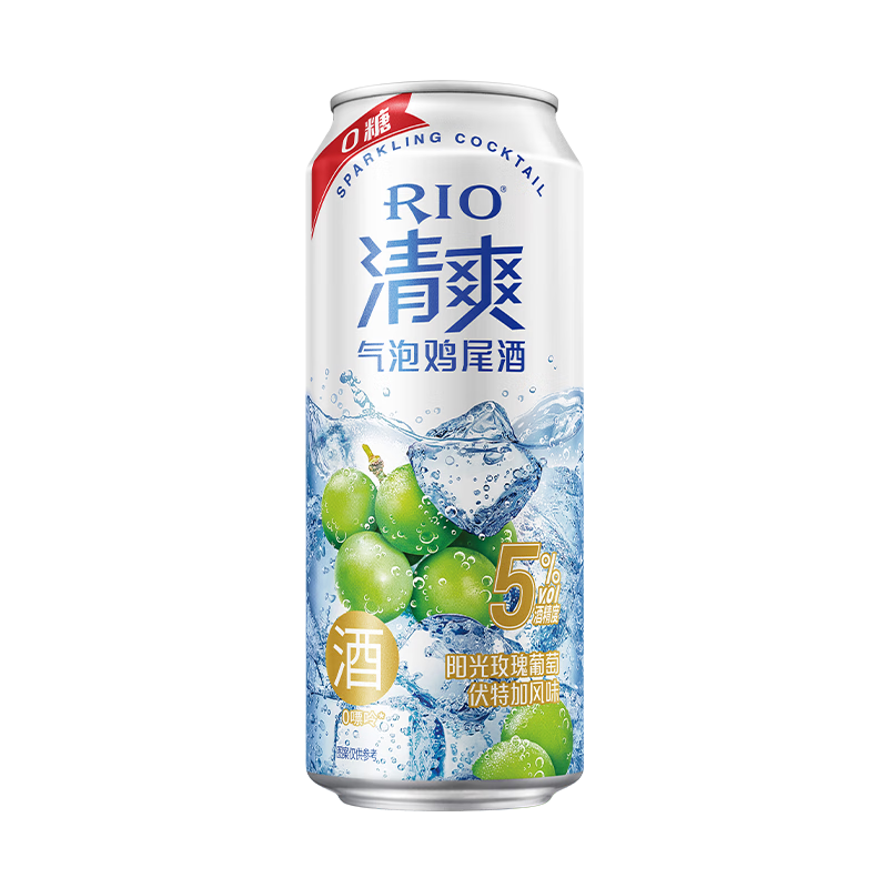 锐澳（RIO）预调酒 鸡尾酒 果酒清爽0糖系列 玫瑰葡萄口味 500ml单罐装 7.9元（需试用）