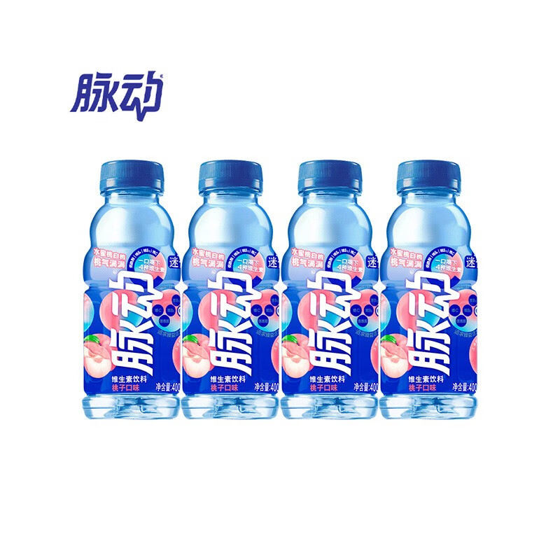 Mizone 脉动 青柠迷你小瓶400ml便携维C果汁水维生素饮料 桃子味400mlX4瓶 券后10.83元