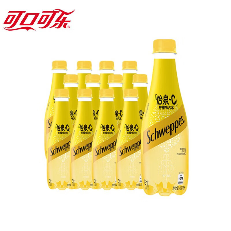 可口可乐（Coca-Cola）Schweppes怡泉 无糖零卡 苏打水汽水饮料 怡泉+C柠檬味400ml*12瓶 31元用plus会员更低