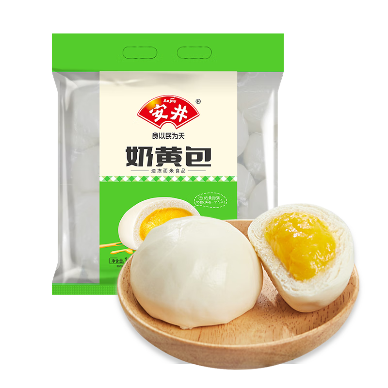 plus会员，概率券，需首购礼金:安井 奶黄包 1kg/袋 约33个 *4件 47.72元（合11.93元/件）