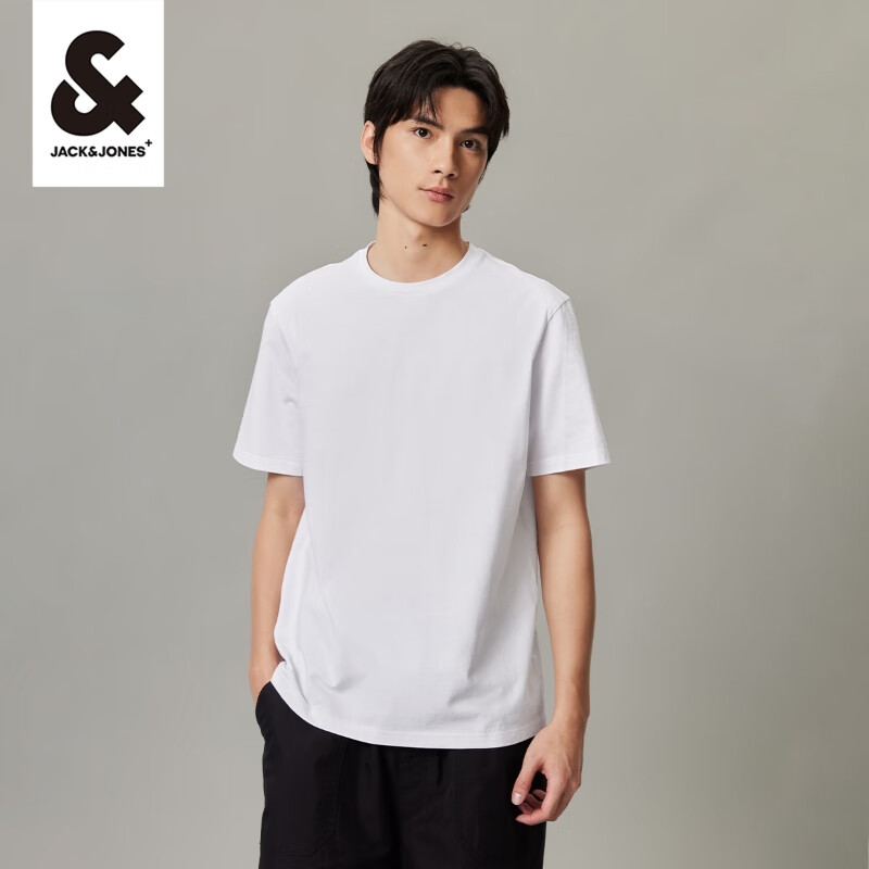 杰克·琼斯（JACK&JONES）纯棉纯色T恤 53.59元包邮