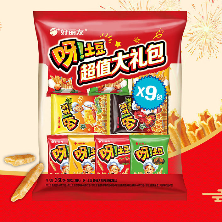 Orion 好丽友 零食休闲零食薯条膨化食品呀!土豆 超值大礼包 360g 18.9元（需买3件，需用券）