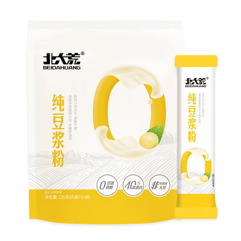 北大荒纯豆浆粉126g（7条）无添加糖非转基因谷物 3.93元（需试用）