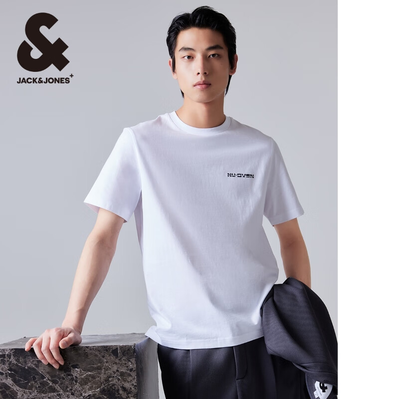 PLUS会员：JACK&JONES 杰克琼斯 男装夏季舒适百搭短袖T恤合集（门店款） 本白色 68.01元