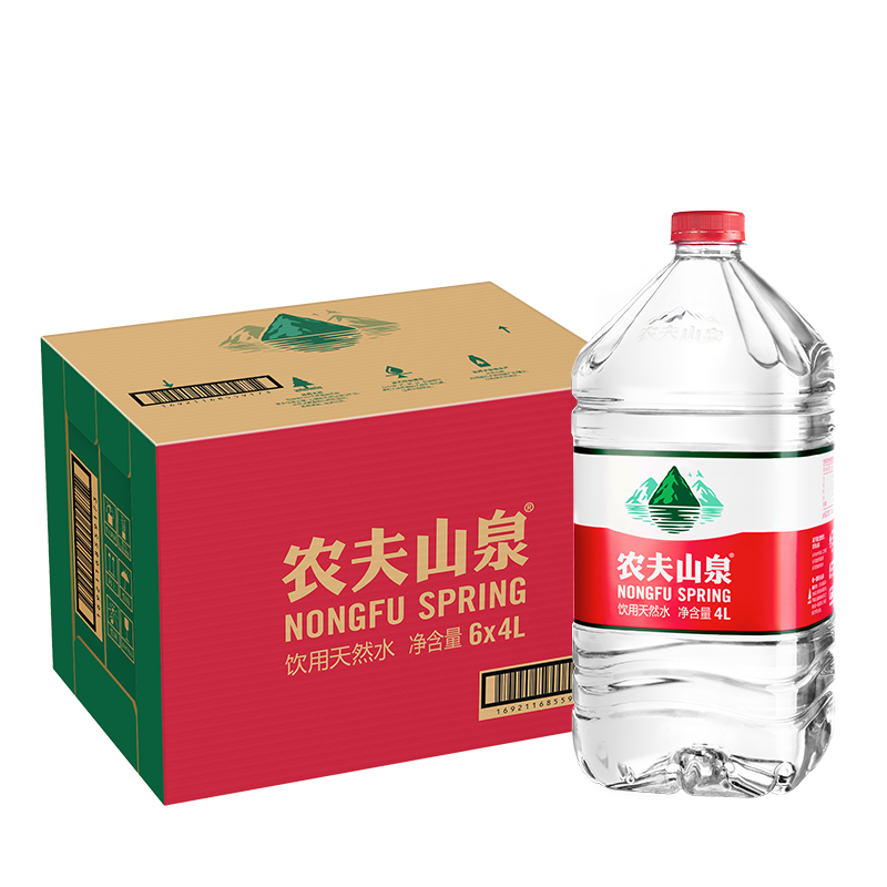 plus会员、需首购:农夫山泉 饮用水 饮用天然水 透明装4L*6桶*5件 152.35元包邮（合30.47元/件）