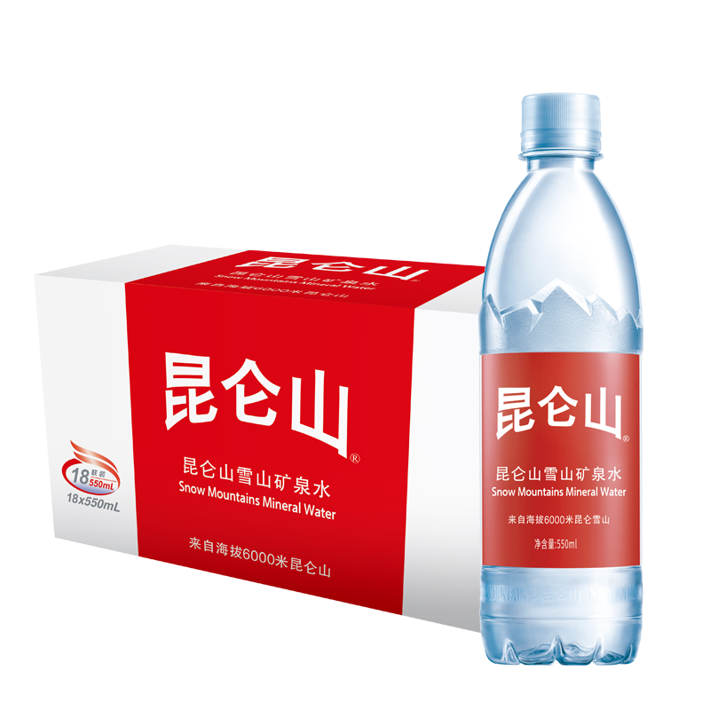 plus会员、需首购:昆仑山矿泉水 饮用天然弱碱性 500ml*18瓶＊4件 125.62元包邮（合31.41元/件）