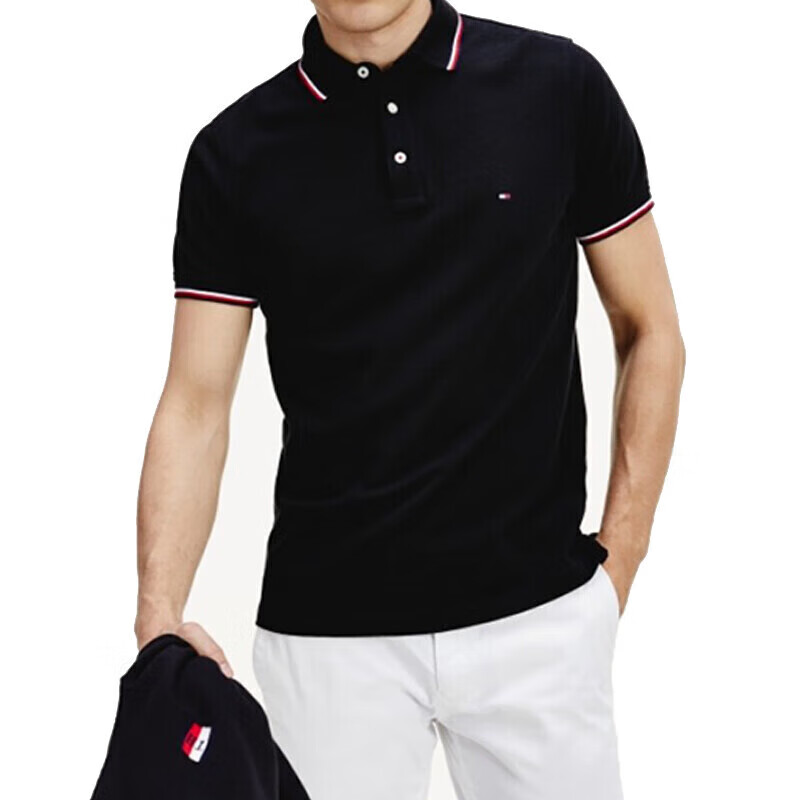 TOMMY HILFIGER Polo衫短袖男士 送男友 BDS黑色 L 券后444.55元