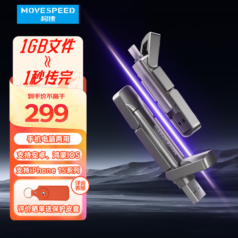 限移动端、京东百亿补贴：MOVE SPEED 移速 512GB USB3.2 Type-C 固态U盘 287.56元