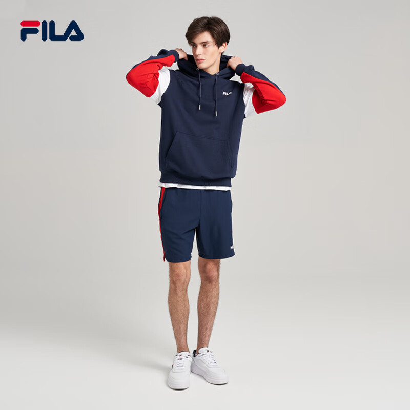 FILA 斐乐 男拼色套头连帽运动服卫衣欧版 深藏蓝/正红色/亮白色 M 407元