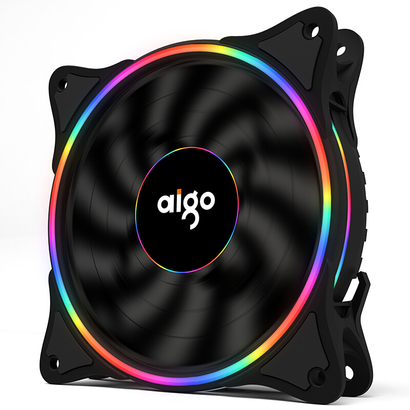 aigo 爱国者 冰魄 彩虹V1 单色光 120mm 机箱散热风扇 单个装 黑色 17.9元