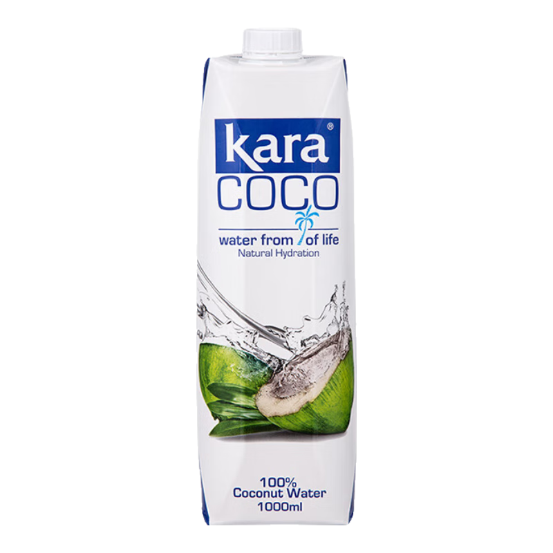 Plus会员、需换购：KARA100﹪椰子水1L/瓶 含电解质 快速补水进口果汁饮料0脂低卡 13.7元（plus包邮）