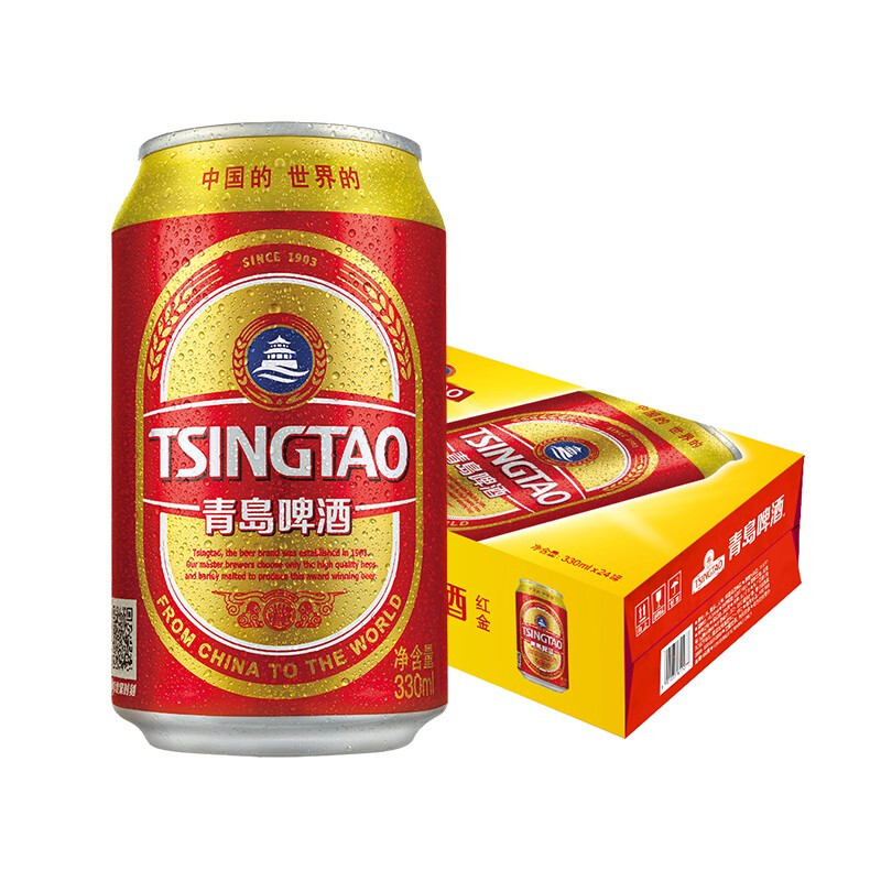 TSINGTAO 青岛啤酒 红金9度 330ml*24听 整箱装 露营出游 78.72元（需买2件，需用券）