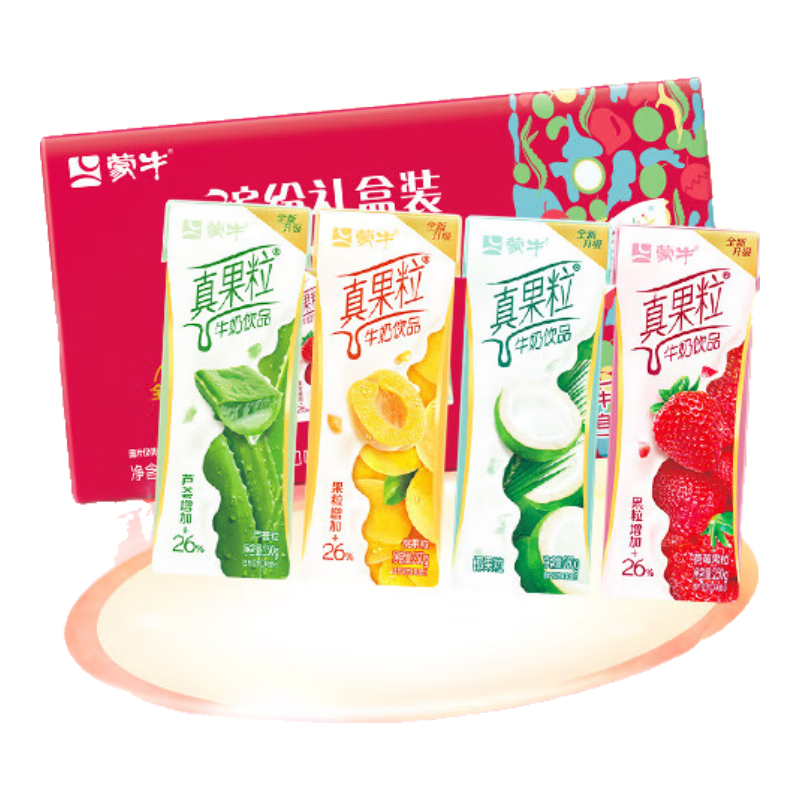 plus会员:蒙牛真果粒牛奶饮品（草莓+芦荟+椰果+桃果粒）250g*24盒*2件 69.54元（合34.77元/件）