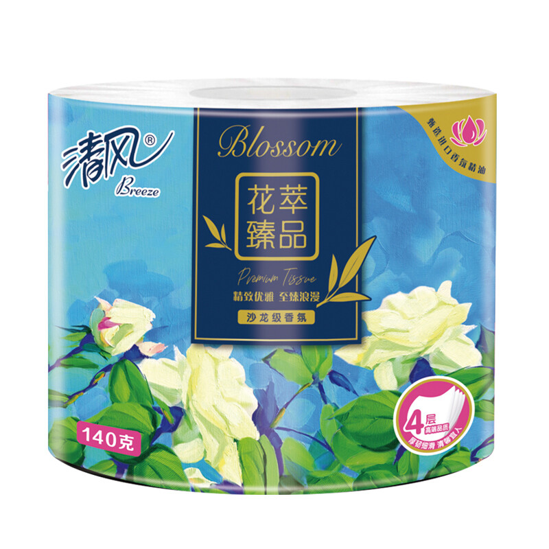 Breeze 清风 有芯卷纸 花萃臻品4层140克*24卷 卫生纸卷筒纸 纸巾卷纸 整箱 49.9元