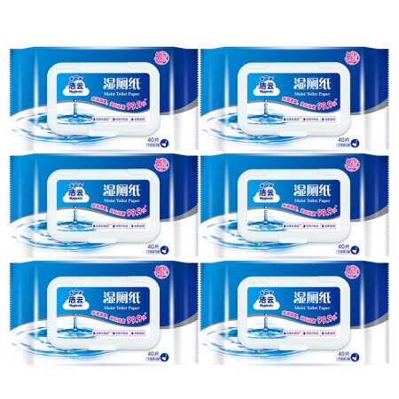 Hygienix 洁云 湿厕纸40片*6包(240片) 清洁湿纸巾湿巾 搭配卷纸卫生纸 水润清爽 23.92元