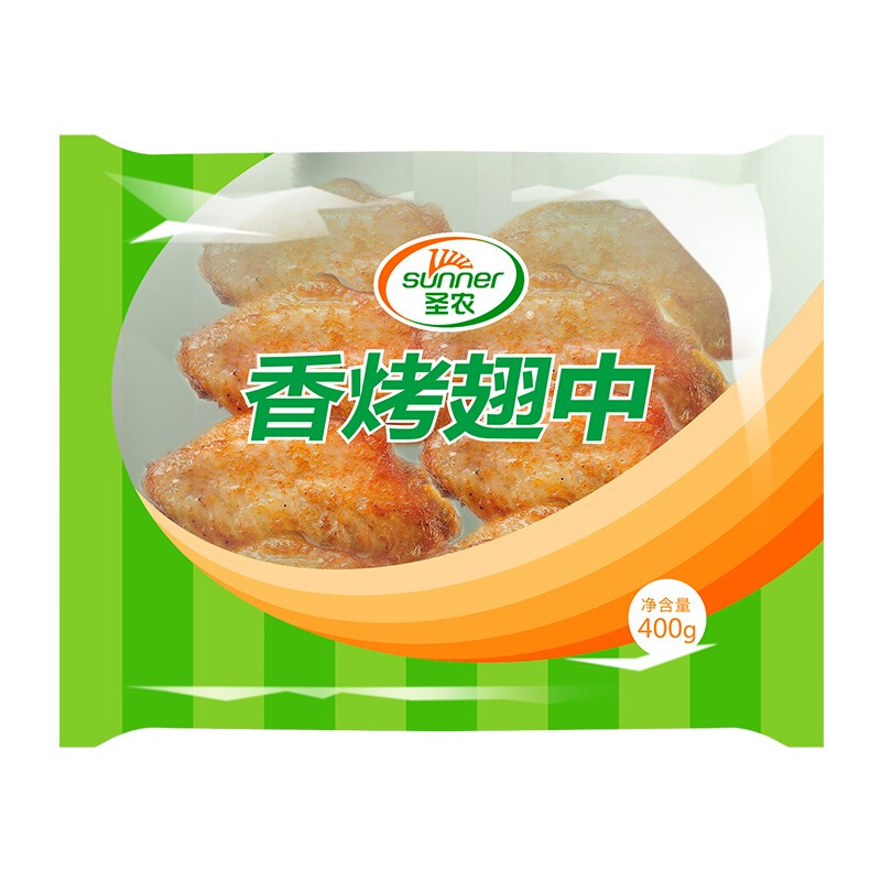 圣农 香烤翅中400g/袋 奥尔良风味鸡翅 烤翅中半成品鸡中翅腌制翅中 28.7元