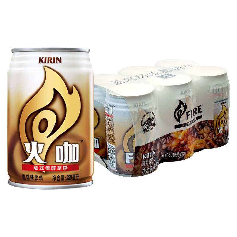 怡寶麒麟（KIRIN）火咖 意式倍醇咖啡飲料 280ml*6罐裝 量販裝 14.75元