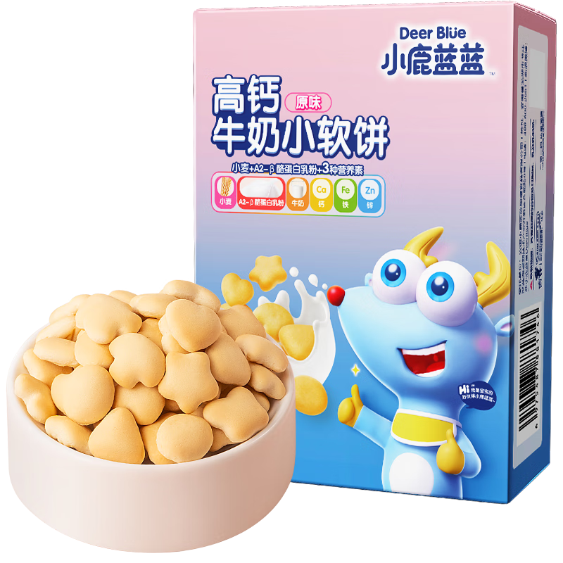 PLUS会员：小鹿蓝蓝 高钙牛奶小软饼 原味 60g/盒*3件 返后13.21元，合4.4元/盒(返6元超市卡后)