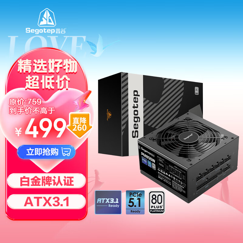 Segotep 鑫谷 PM850W 白金全模组电源 额定850W ￥499