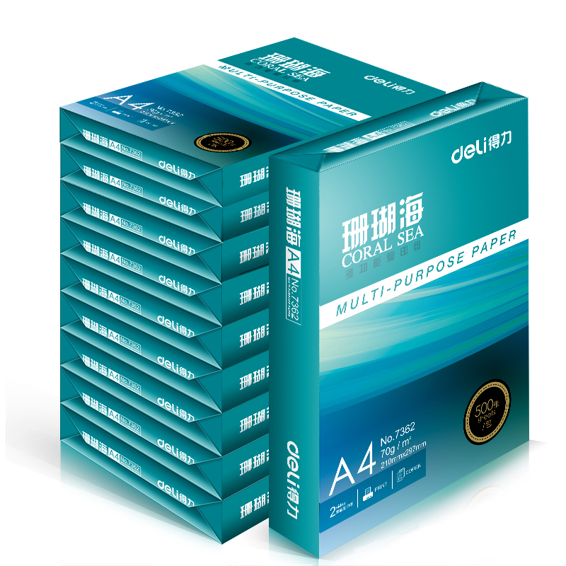 deli 得力 珊瑚海系列 7430 A4复印纸 80g 500张*10包 217元