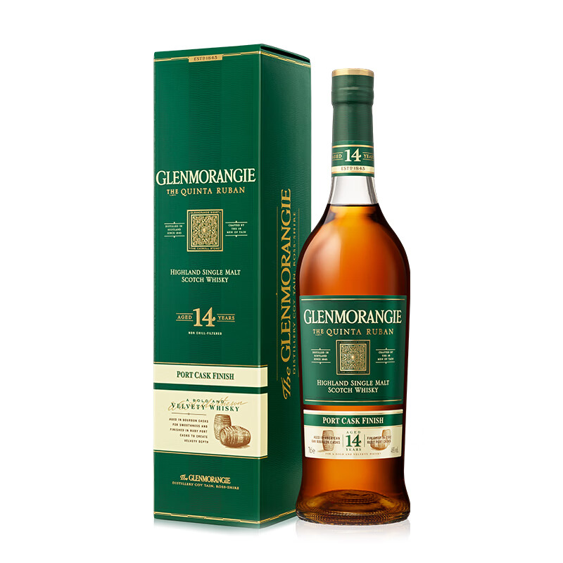 PLUS会员：GLENMORANGIE 格兰杰 14年 苏格兰波特桶窖藏单一麦芽威士忌 750ml 308.75元