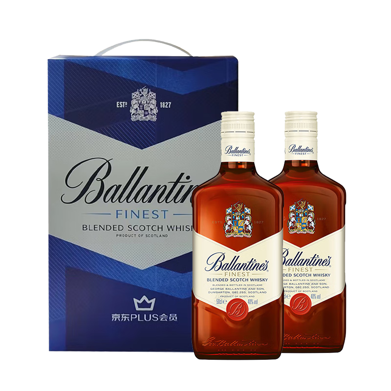 Ballantine`s 百龄坛 特醇 威士忌 PLUS会员联名款 500ml*2瓶 礼盒装 112.1元 包邮（企业会员价更低）