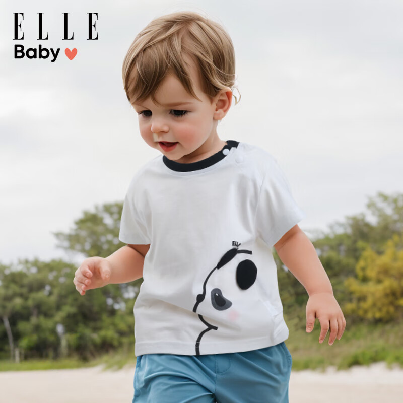 ELLE BABY 儿童T恤动物卡通图案棉 白色熊猫 券后11.8元