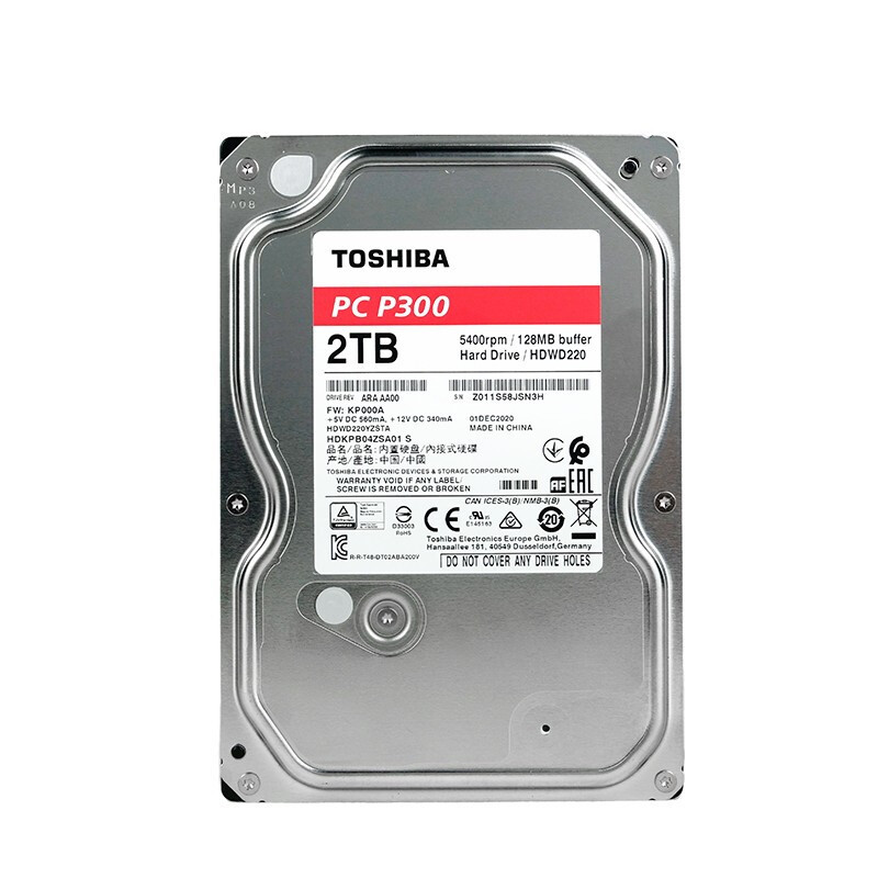 TOSHIBA 东芝 2TB 128MB 5400RPM SATA接口 385元