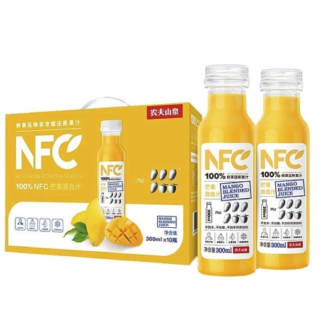 NONGFU SPRING 农夫山泉 NFC果汁饮料（冷藏型）芒果混合汁 300ml*4瓶 30.26元