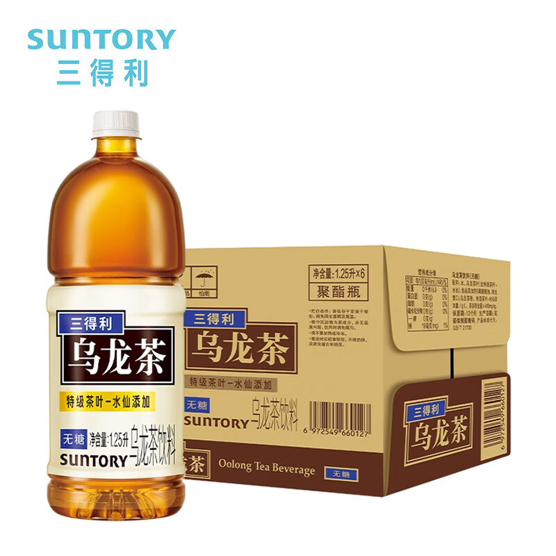 PLUS会员:三得利（Suntory） 无糖乌龙茶 大瓶装1250ml*6瓶 41.55元包邮（合6.92元/瓶）