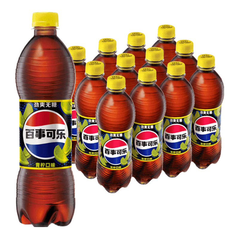 概率券、首购：百事可乐 无糖 Pepsi 碳酸饮料 青柠 汽水 500ml*12（新老包装随机发货） 23.88元（plus包邮）