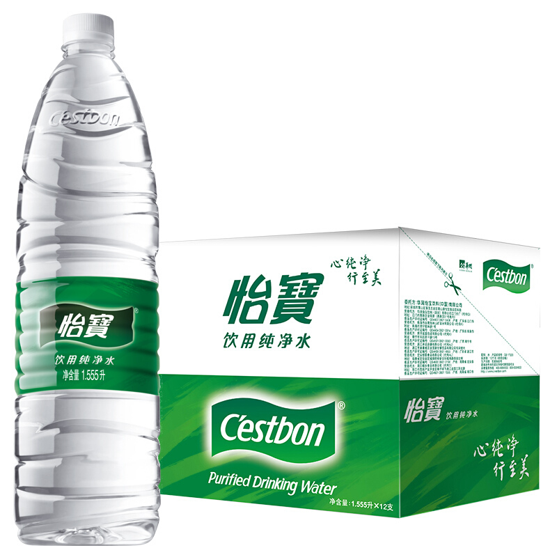 C'estbon 怡宝 纯净水1.555L*12瓶/箱大瓶饮用水泡茶整箱 25.55元（需买2件，需用券）