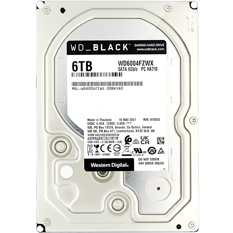 西部数据 台式机游戏硬盘 WD_BLACK 西数黑盘 6TB CMR垂直 7200转 128MB SATA (WD6004FZWX) 1570.51元（需领券）