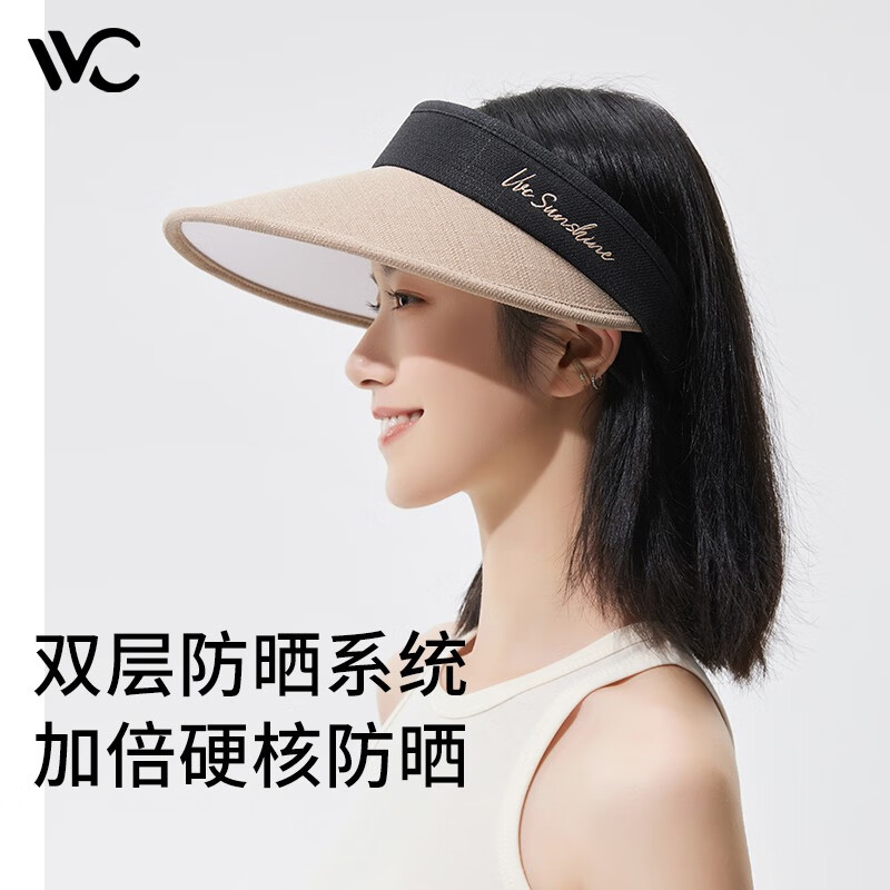 VVC 防晒帽男女遮脸防紫外线运动户外空顶帽太阳帽夏季沙滩遮阳帽子 恋 券后38元