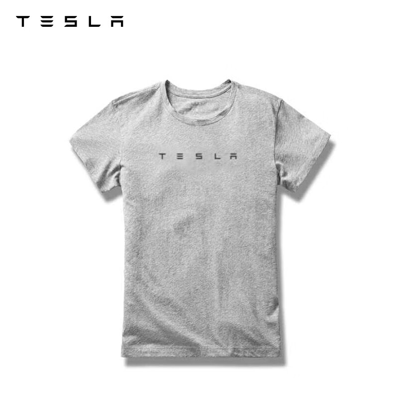 TESLA 特斯拉 T恤休闲特斯拉logo立体字母标识女款短袖时尚百搭 灰色 M码 79元