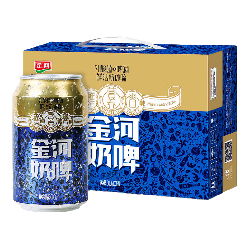 京東百億補貼，PLUS會員:金河奶啤 乳酸菌味飲料300ml*12罐 39.79元包郵