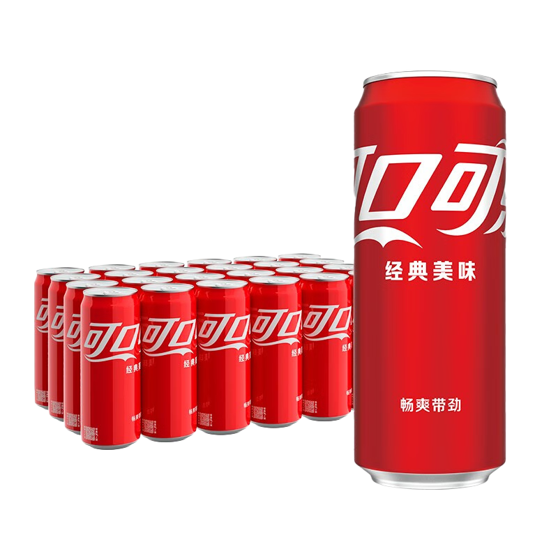 PLUS会员：Coca-Cola可口可乐 碳酸汽水摩登罐饮料330ml*24罐 44.11元