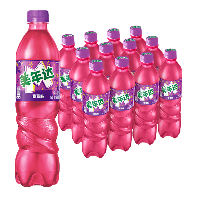 plus会员：百事可乐美年达可乐葡萄味 汽水碳酸饮料 500ml*12瓶*2件+凑单 48.2元（合24.1元/件）