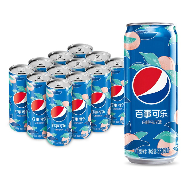 pepsi 百事 可乐 Pepsi 太汽系列 白桃乌龙味 汽水 碳酸饮料 细长罐 330ml*12听 19.31元（需买2件，需用券）