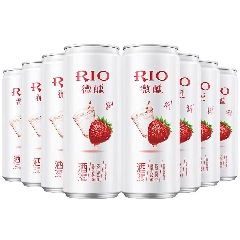 RIO 锐澳 微醺 3度 草莓乳酸菌味 鸡尾酒 330ml*24罐 整箱装 94.05元 包邮（合3.91元/罐）