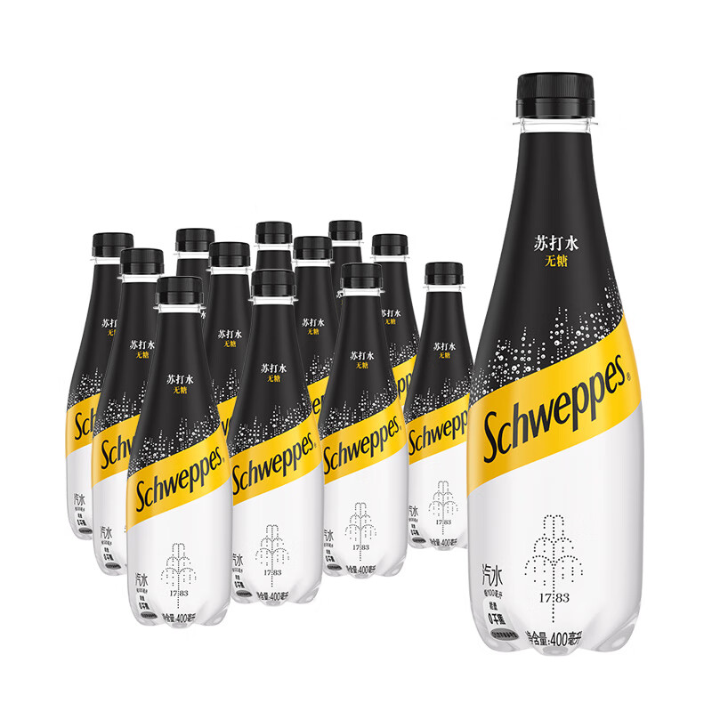 Schweppes 怡泉 可口可乐（Coca-Cola）怡泉 无糖零卡 苏打水 汽水饮料 400ml*12瓶整箱 37.8元