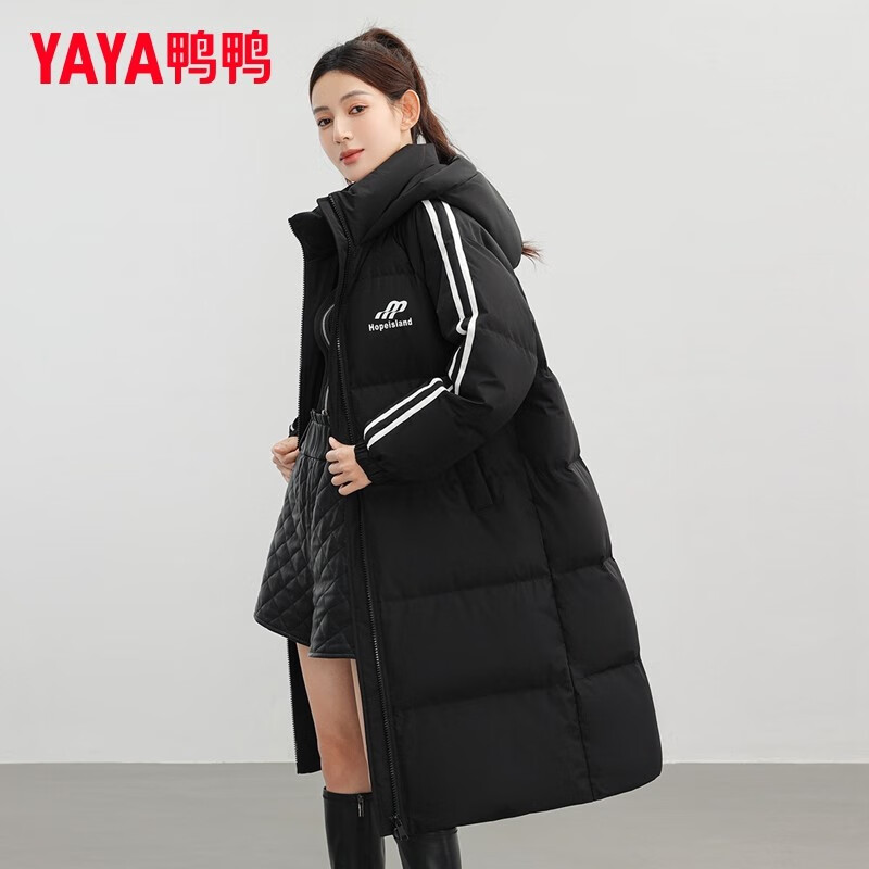 YAYA 鸭鸭羽绒服 长款过膝运动设计感羽绒服 YE3B004836A 券后259元