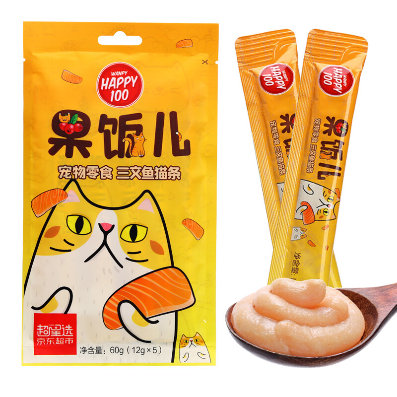 Wanpy 顽皮 果饭儿猫条60g(12g*5条) 三文鱼味 猫零食猫湿粮 成幼猫 猫咪零食 8.91元